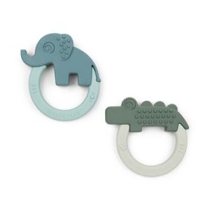 Anneaux de dentition en silicone Deer Friends set de 2 green & blue - Done by Deer