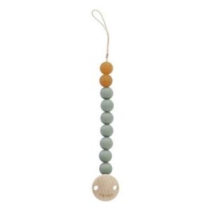 Attache-tétine en bois et caoutchouc naturel Moss Green - Heveaplanet
