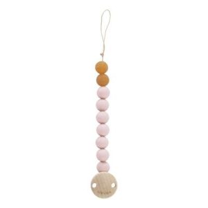 Attache-tétine en bois et caoutchouc naturel Powder Pink - Heveaplanet