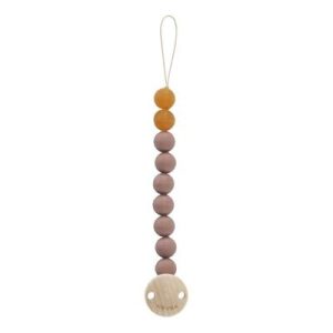 Attache-tétine en bois et caoutchouc naturel Tan Beige - Heveaplanet