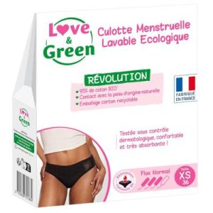 Culotte menstruelle Love & Green - Flux normal - Noire