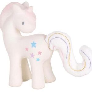 Jouet de dentition / hochet licorne en caoutchouc naturel barbe à papa - Tikiri