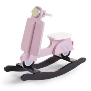 Scooter à bascule en bois Rose et noir  - Childhome